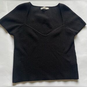 OAK + FORT Blue Fitted Black Sweater with Short Sleeves